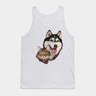 Cat and husky Tank Top